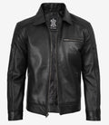 Men's Neville Black Lambskin Leather Harrington Jacket