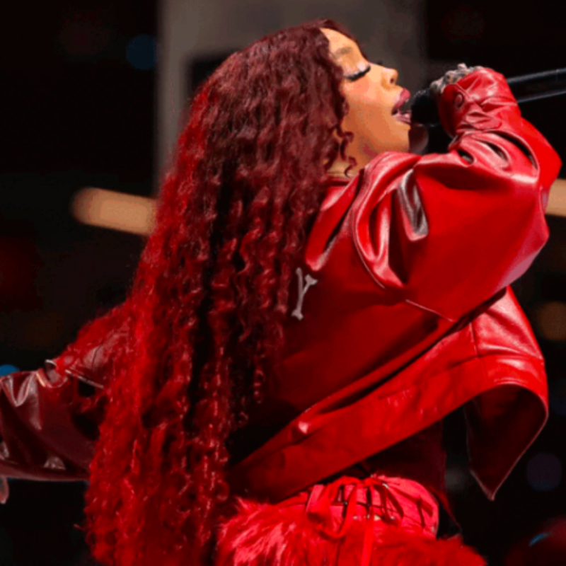 Super Bowl Halftime Show 2025 Sza Red Leather Jacket