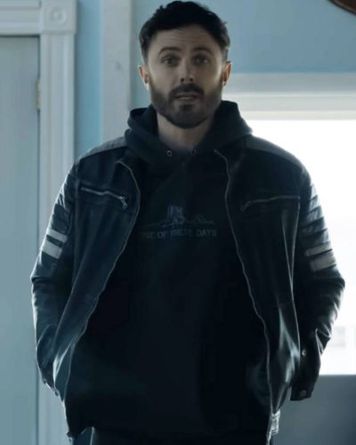 The Instigators 2024 Casey Affleck Black Leather Jacket Daroosh