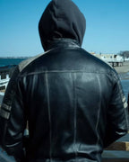 The Instigators 2024 Casey Affleck Black Leather Jacket Daroosh