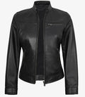 Womens Black Lambskin Biker Style Leather Jacket
