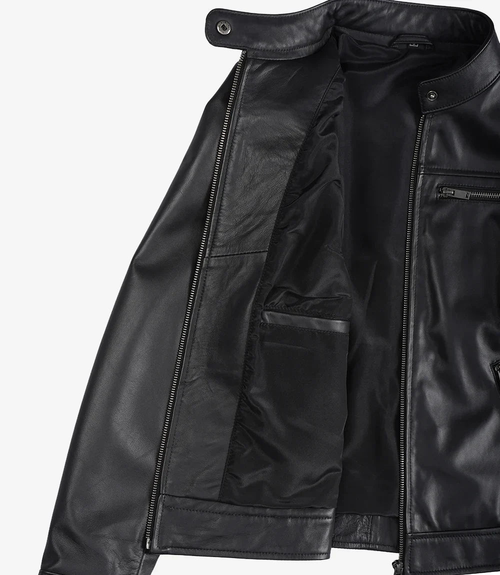 Womens Black Lambskin Biker Style Leather Jacket